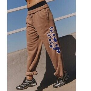 Free People FP Movement All Star Embroidered Trouser Pants Mid-Rise XS 286553